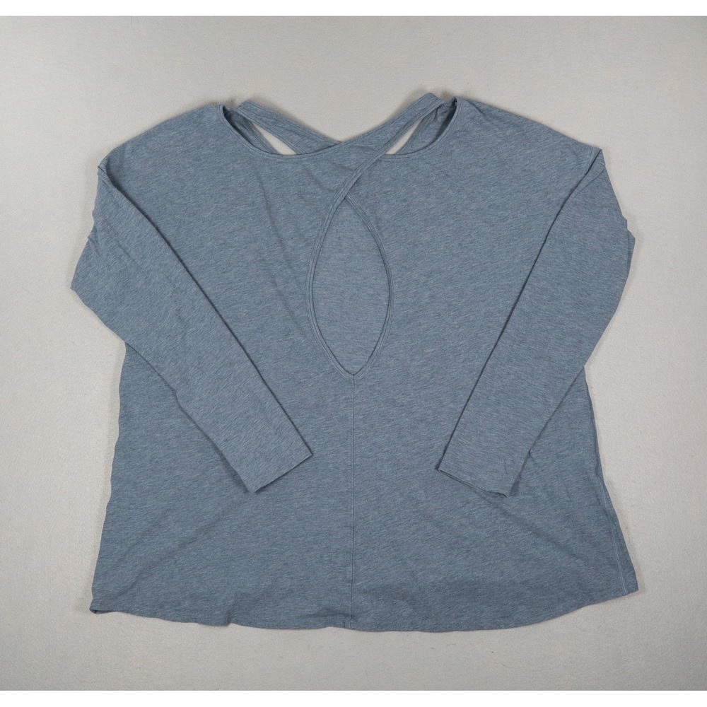 Lululemon Back Into It Long Sleeve Shirt Heathered Blue Relaxed Fit Top - Picture 7 of 8
